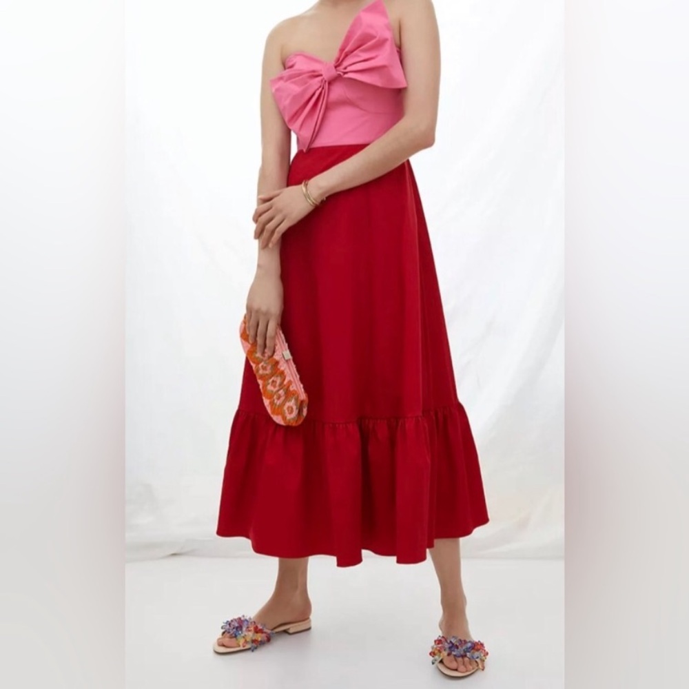 NWOT Anthropologie Hutch BowTie Red and Pink Maxi Dress Size 10